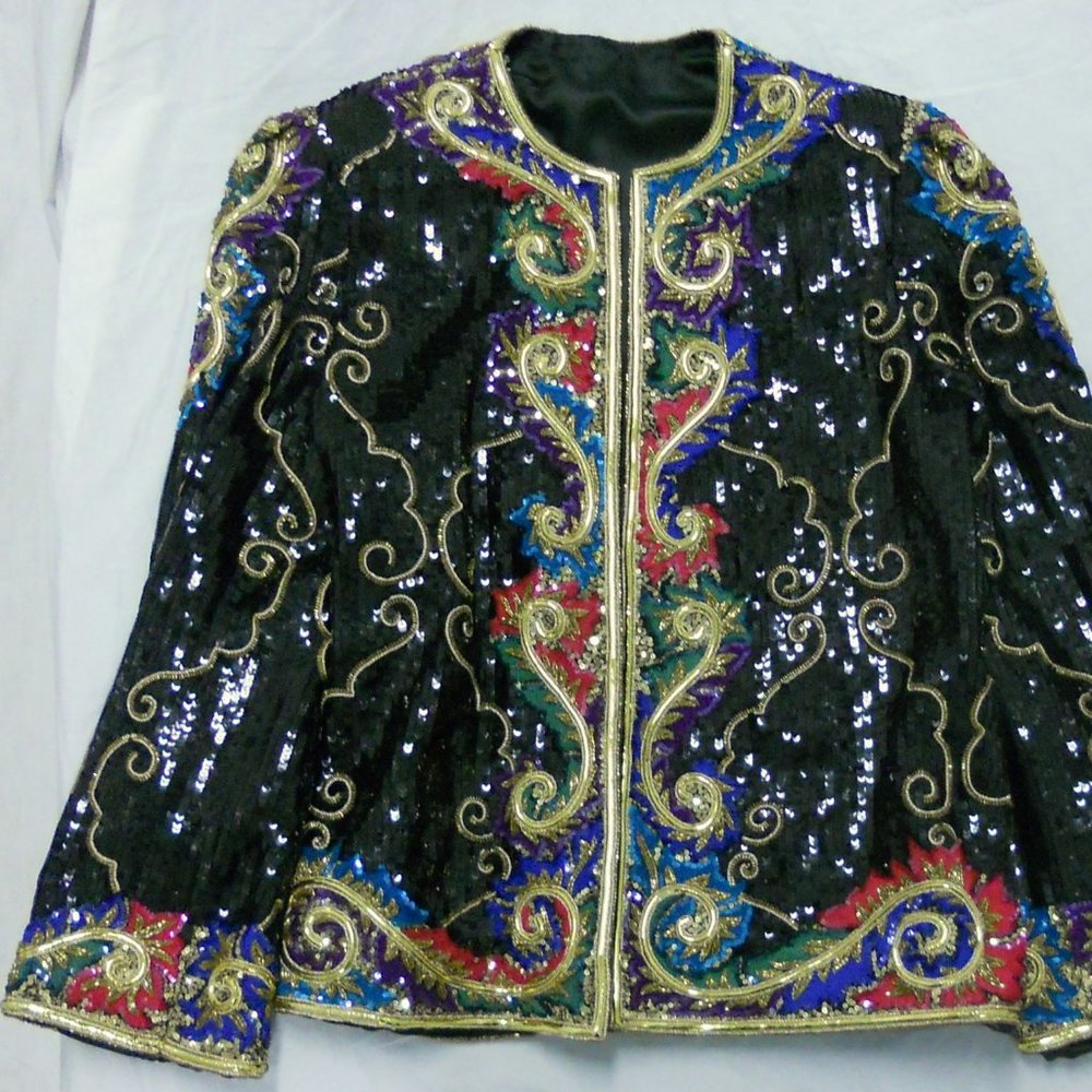 Nye Sequin Evening Jacket Euc Designer - image 1